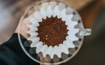 Ground coffee in a cup with filter from above?