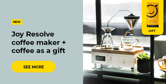Buy Joy Resolve coffee maker and get coffee as a gift