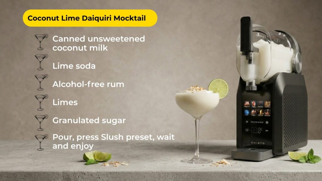 Coconut Lime Daiquiri Mocktail with a Slushie Maker